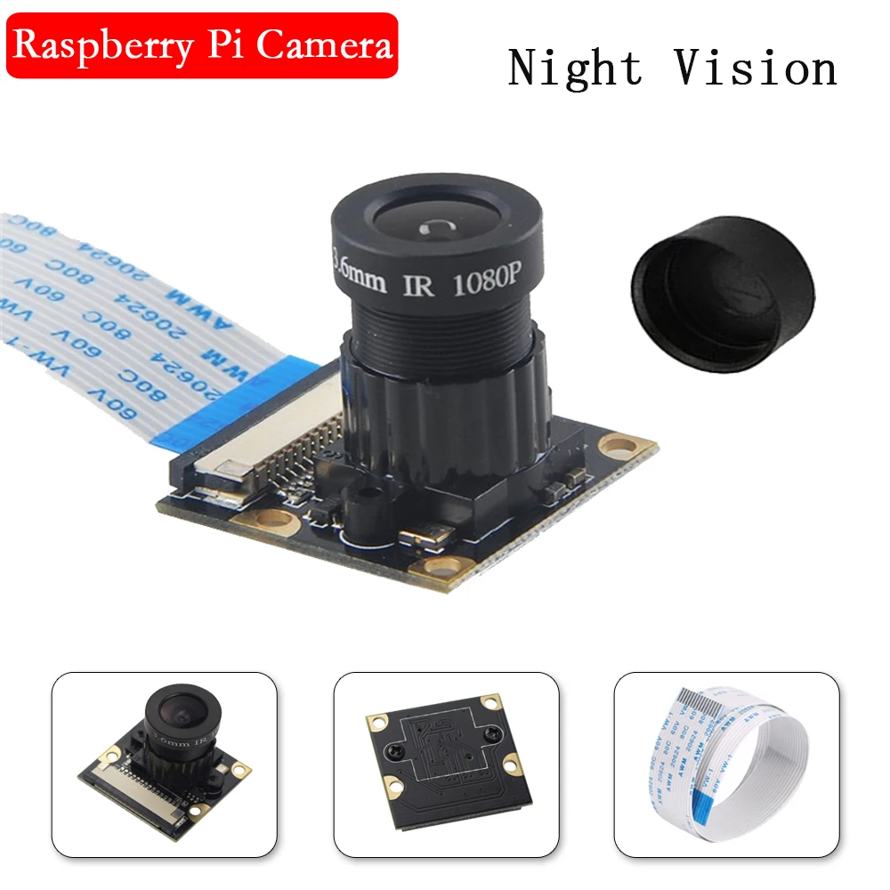 

Raspberry Pi 3 Night Vision Camera 5MP 60 Degree Focal Adjustable Video Camera for Raspberry Pi 4 Model B 3B 3B Plus