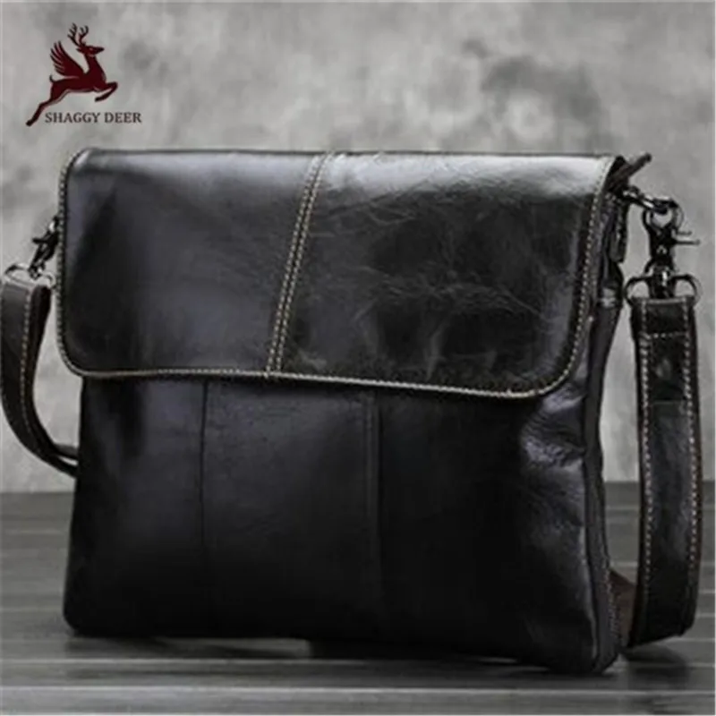 

Cowhide retro black 100% cow leather single Perfect Quality Business Briefcase formal iPad gentlemen messenger Bag