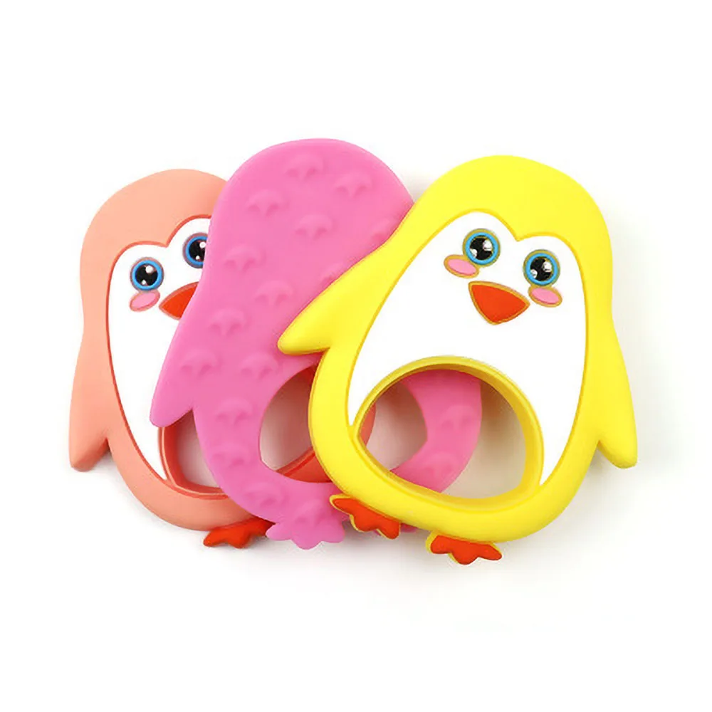 Baby Silicone Teethers Food Grade Silicone Cartoon penguin Teether DIY Teething Toys For Teeth Infant Baby Teethers