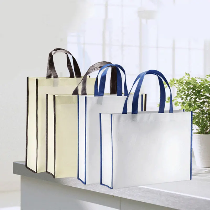 

Reusable Simple White Large Canvas Cotton Fabric Shopper Bag Women Non-woven Environmental Case Organizer Multifunction Handbag