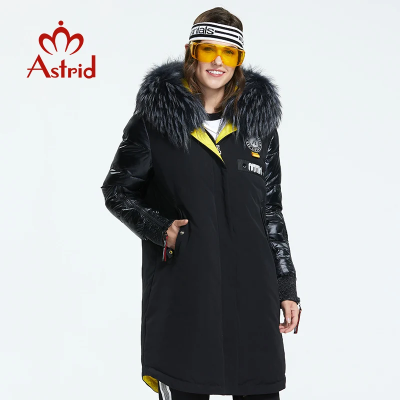 

Astrid 2019 Winter new arrival women down jacket with a fur collar fashion style with a hood long winter coat women AR-3022