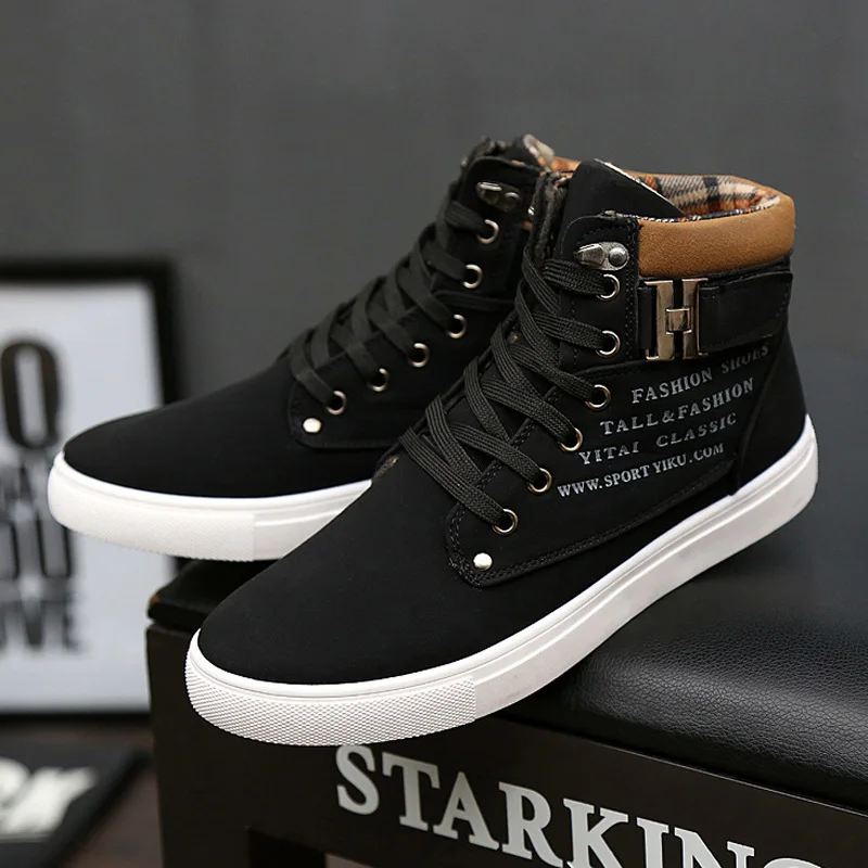 Black Мужские зимние ботинки; botas masculina; коллекция года; модные теплые ботильоны из искусственной кожи и хлопка с микрофиброй; ботинки Осень-зима; Мужская обувь; размеры 39-47 - Цвет: Black