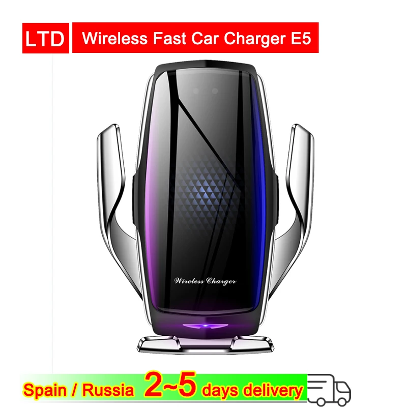 

Wireless Car Fast Charger E5 Fast Charging Phone Holder Mount in Car for iPhone for Huawei Samsung Galaxy Fast Wireless Charger