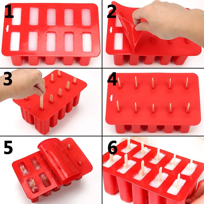 UPORS 4 10 Cavity Popsicle Silicone Molds Food Grade Homemade Kitchen  Silicone Popsicle Mold Frozen Ice Pop Cream Maker BPA Free