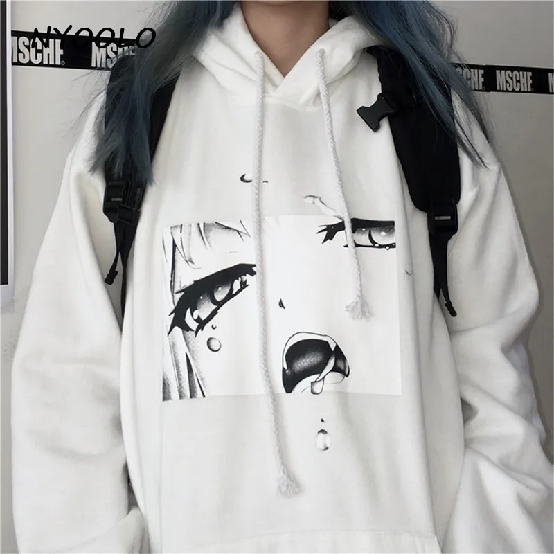 NYOOLO Harajuku винтажные уличные комиксы для девочек с принтом плюс бархатные теплые