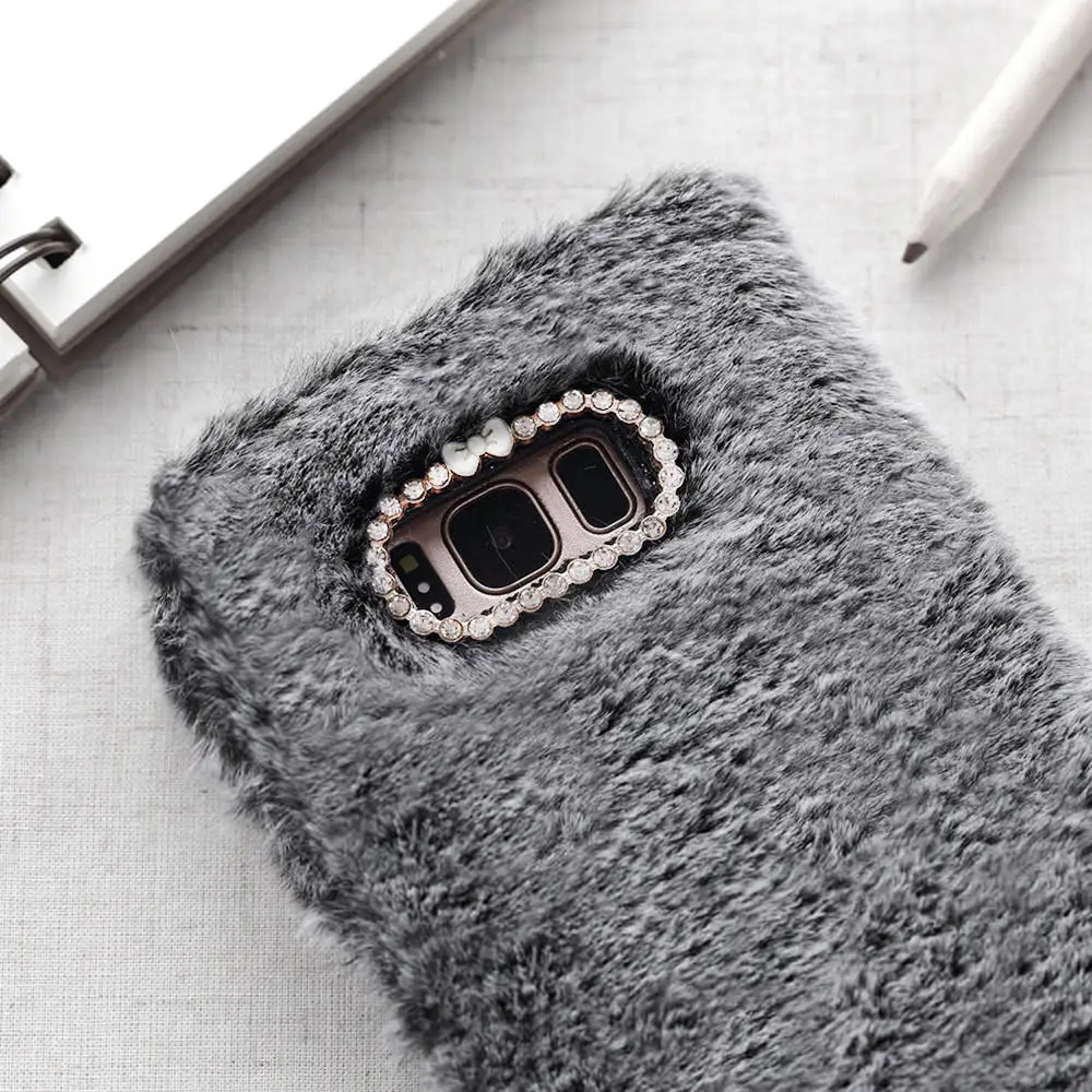 Pepmune Роскошный кожаный чехол-книжка с пушистый меховой чехол для samsung A7 A6 A8 A3 блестящий кожаный чехол-бумажник с крышкой для Galaxy J4 Plus J6 J3