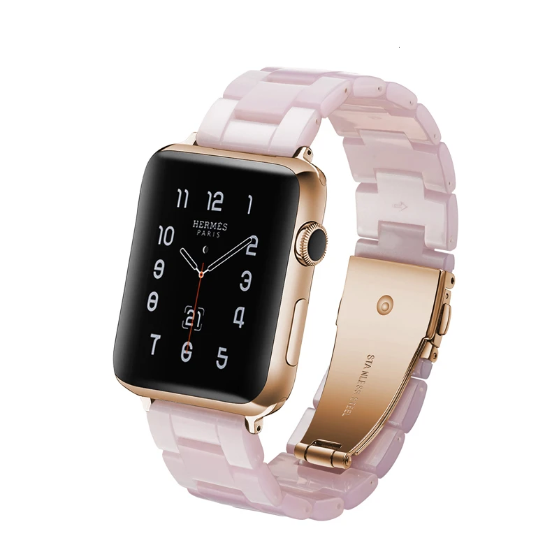 Ремешок из смолы для Apple Watch 44 мм, ремешок iwatch Series 5 4 3 2 1, аксессуары для наручных часов 42 мм, петля 38 мм, замена браслета 40 мм