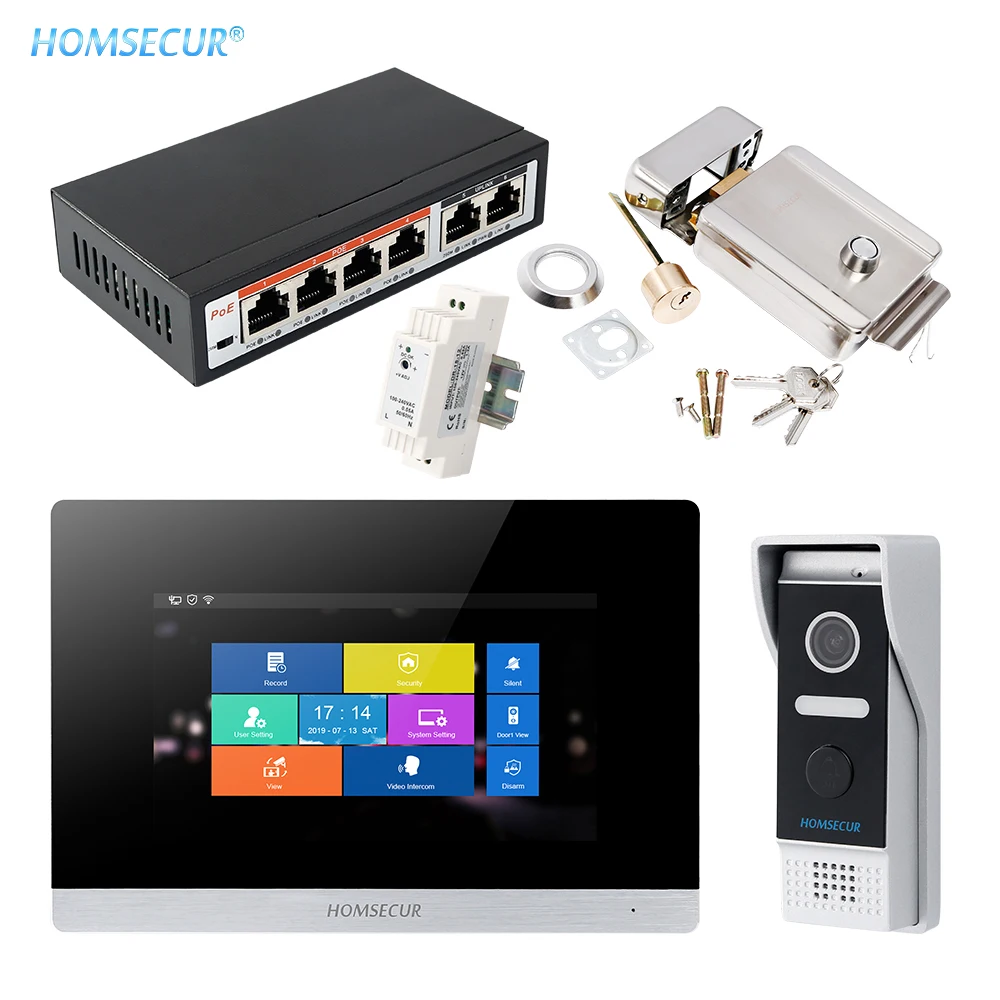 HOMSECUR 7\ PoE Powered WIFI Video Door Entry Phone Call System with One Button Unlock BC031IP-B+BM716IP-S HOMSECUR 7\ PoE Powered WIFI Video Door Entry Phone Call System with One Button Unlock BC031IP-B+BM716IP-S