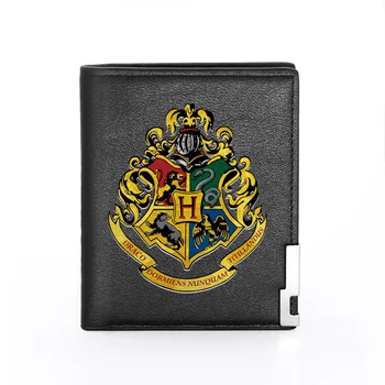 

Classic Fashion Hogwarts Printing Pu Leather wallet Cool Men Women Bifold Credit Card Holder Short Purse Male