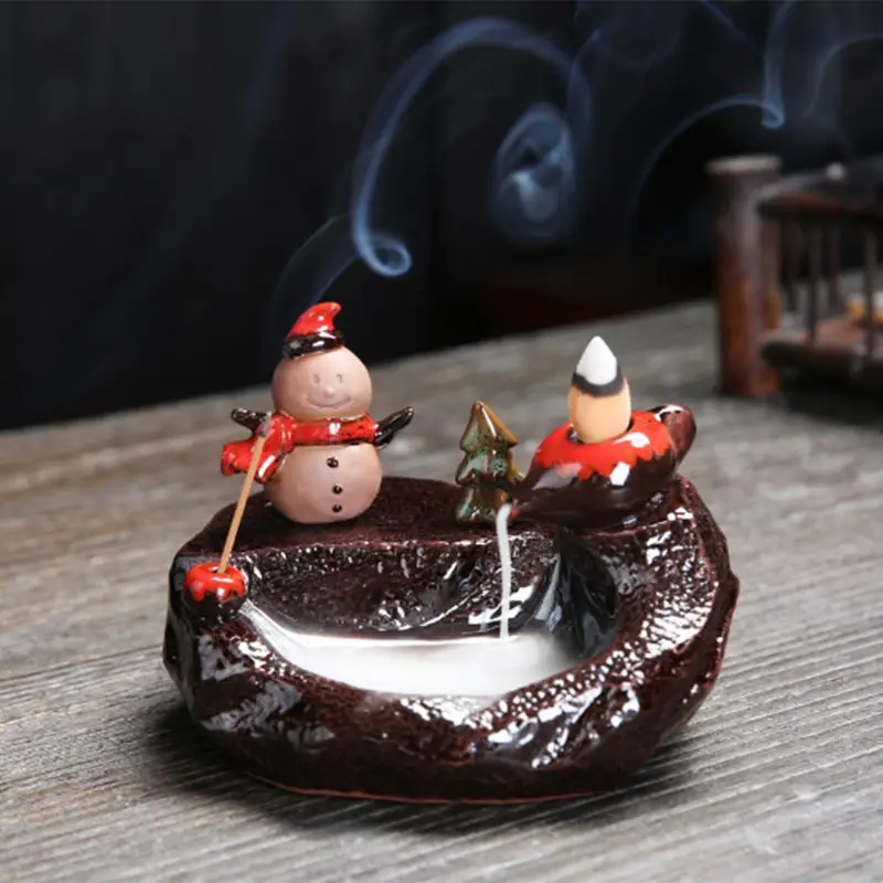 Christmas Atmosphere Backflow Incense Burner with Free 10PCs Reflux Incense Cone 831B