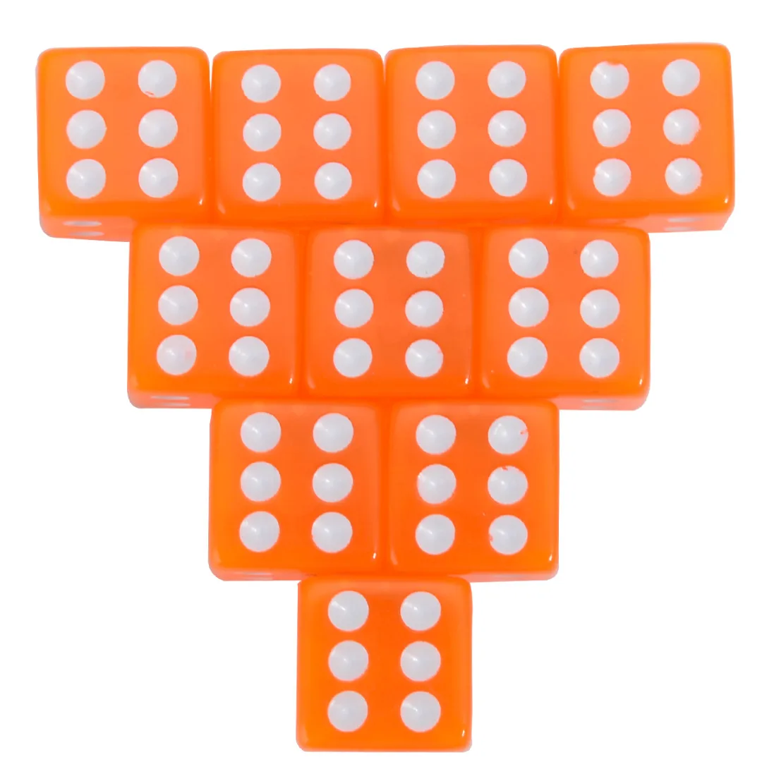 10pcs 16mm 8 Colors Acrylic Transparent Straight Corner Dice Portable Role Playing Game Poker Outdoor Dice Funny Clear Dices