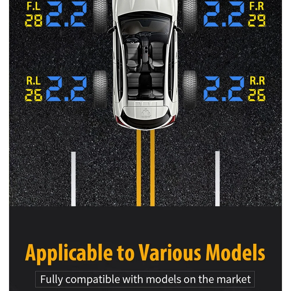Система контроля давления в автомобильных шинах внутренний внешний датчик солнечные TMPS контрольные колеса Беспроводная сигнализация давления в шинах
