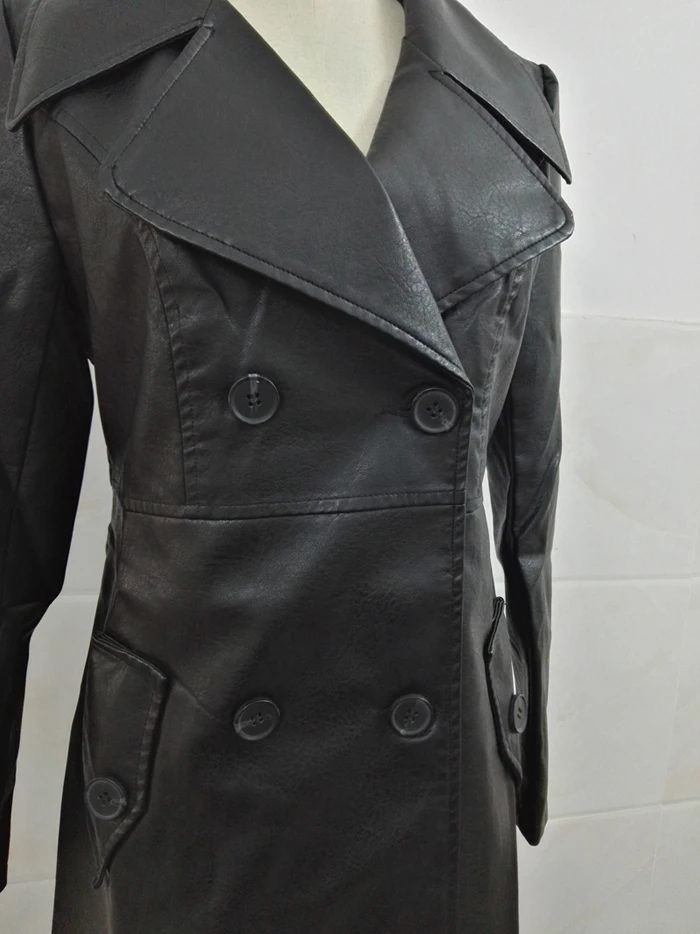 PU Long Leather Trench Coat Women 2019 New Autumn Winter Leather Trench Coat Slim Female Long Coats Plus Size M-3XL Outwear 19