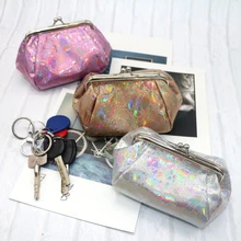 

HOT!! Fashion Laser Holographic Women Kiss Lock Coin Purse Card Keys Holder Wallet Oval Purses Dollar Money Bag Coin Purse Women