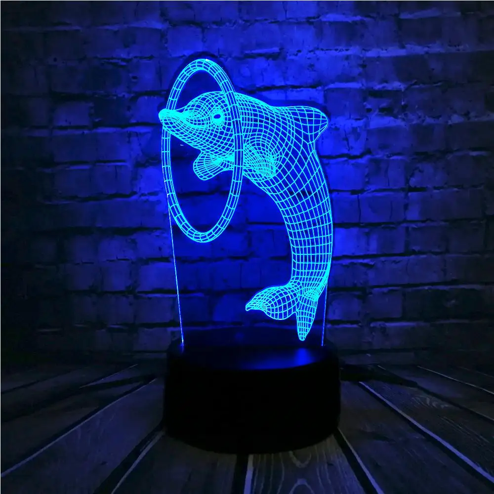 Kawaii Dolphin Play Ball 3D лампа Мультфильм USB ночной Светильник многоцветный светодиодный RGB светильник ing лампа Luminaria детская игрушка Рождественский подарок