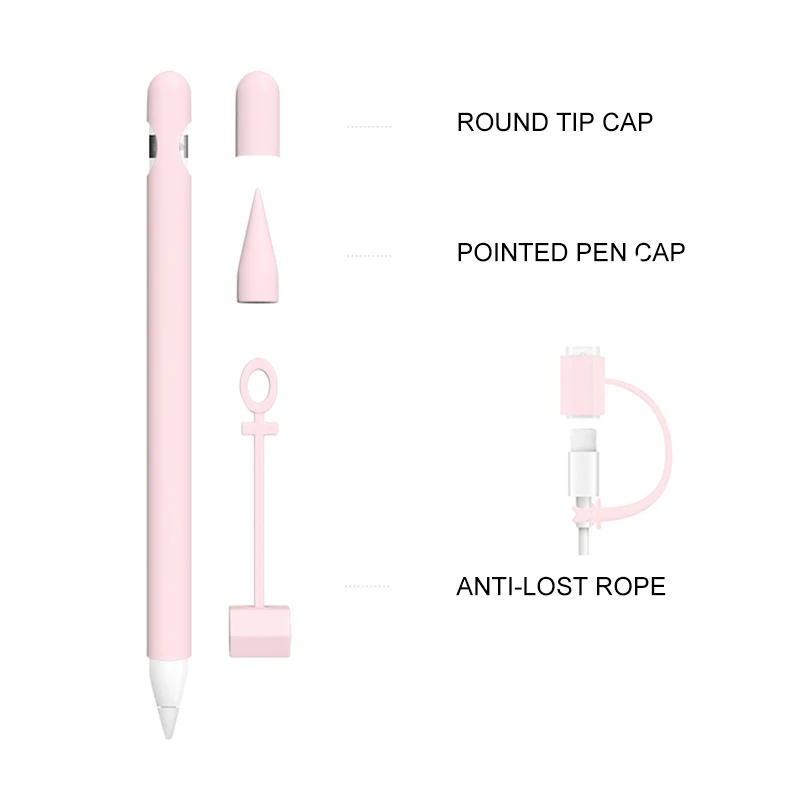 Pink Мягкий силиконовый чехол для Apple Pencil, совместимый с iPad Tablet, стилус, защитный чехол, защита от потери - Цвета: Pink