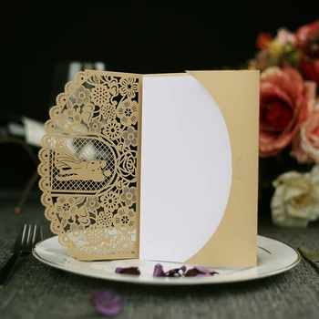 

New 20pcs Laser Cut Invitations Cards Kits Bridal Invitation Cards for Wedding Birthday Party Anniversary with Inner Sheets