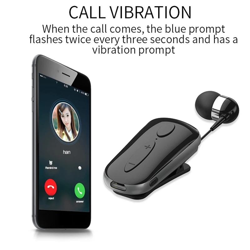 Pull Cord Retractable K36 Bluetooth Headset Lavalier Earplugs Business Universal Headset