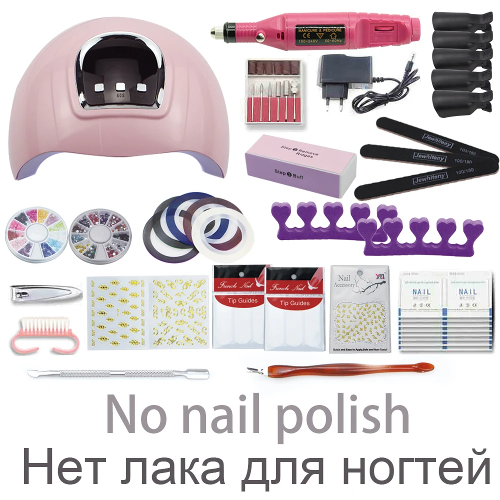 54W Led Lamp SET2 Набор для ногтей 120/54/36 Вт Светодиодный светильник ногтя 20/10 Цвет польский, содержащий базовое, топовое покрытие расширение гель Электрический Фрезер для ногтей, сверлильный био-Гели Soak Off маникюрный набор - Цвет: 54W Led Lamp SET2