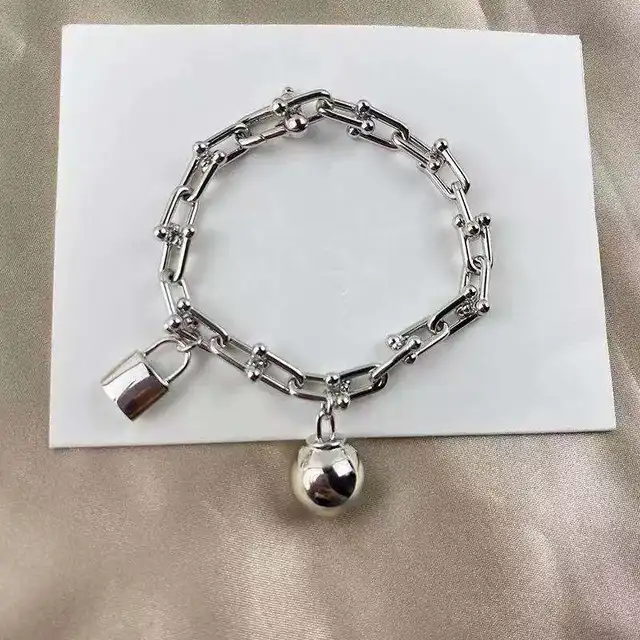 New product of classic ball lock 100% silver 1:1 original senior designer ms jewelry jewelry bracelet necklace free logistics Silver