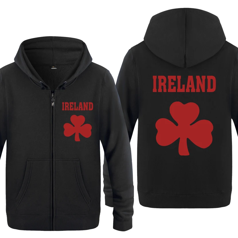 Ireland Shamrock креативные толстовки мужские мужские флисовые кардиганы на молнии толстовки с капюшоном - Цвет: HEY HOT