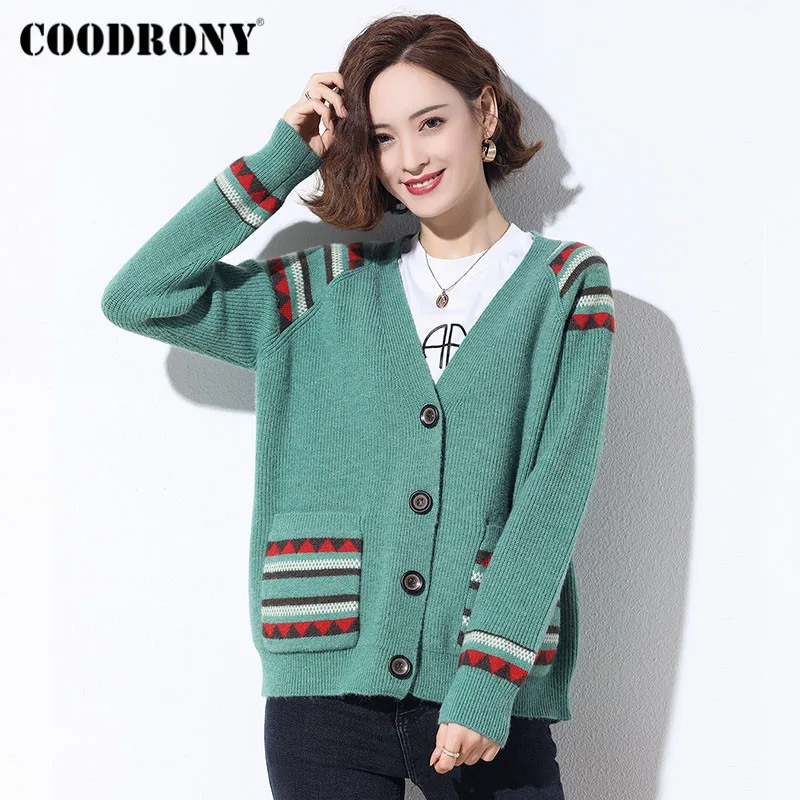 COODRONY Brand Korean Style Casual Warm Cardigans Female 2020 Autumn Winter Streetwear Fashion Pockets Slim Sweaters Women W1085