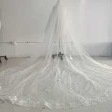 2021 Best Selling Long Cheapest Chapel Length White Ivory Bridal Veils with Comb Veu De Noiva Longo Wedding Veil