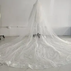 2021 Best Selling Long Cheapest Chapel Length White Ivory Bridal Veils with Comb Veu De Noiva Longo Wedding Veil