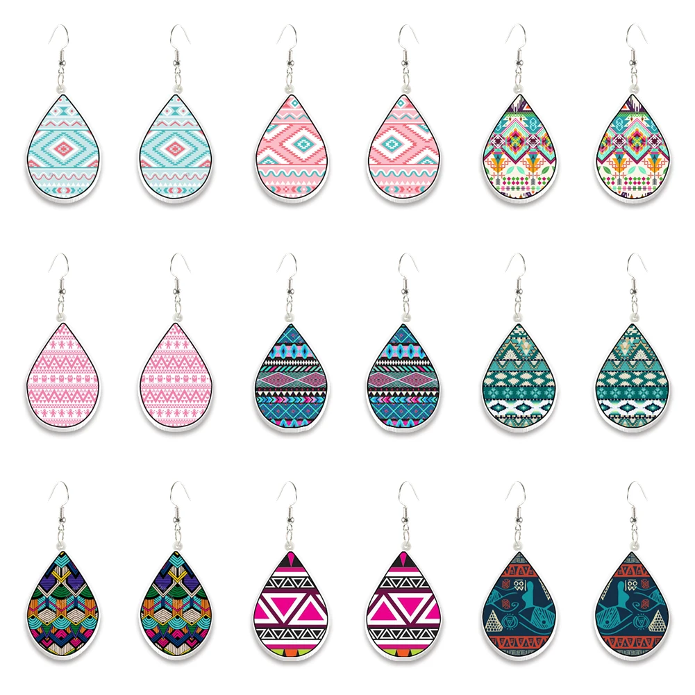 

Dangle Drop Earrings Drop-shaped Tribal Print Earrings for Women Gifts Children