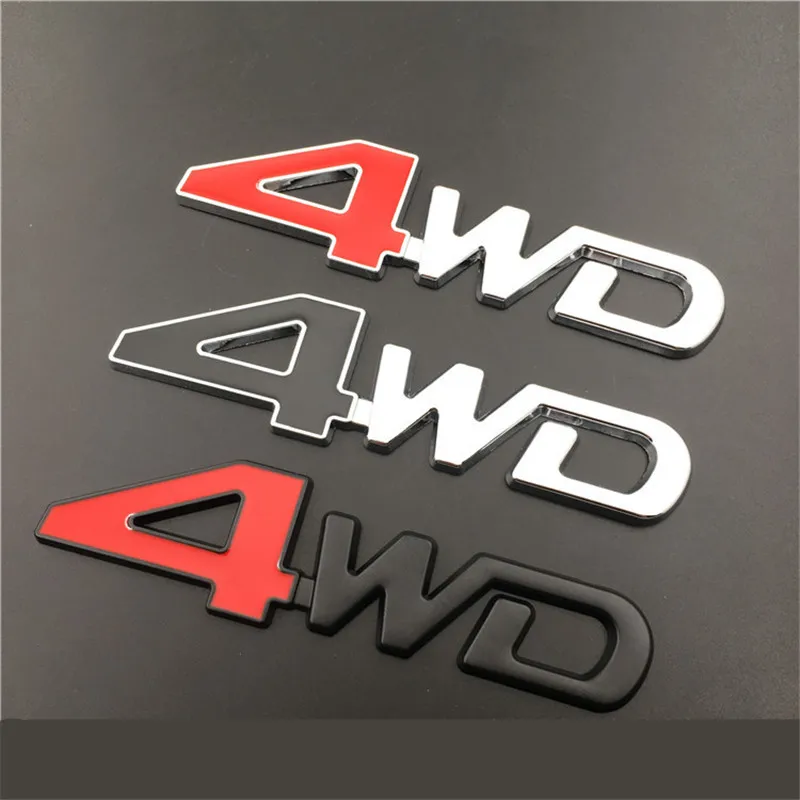 100 шт. автомобильный Стайлинг 12,6*3,2 см металлический 4WD Эмблема для багажника значок боковые логотипы автомобили наклейки на тело красный черный серебристый