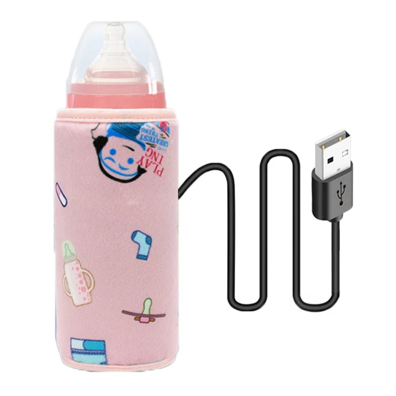 USB водонагреватель для молока, детская бутылка для путешествий, портативный автомобиль, для улицы, для кормления младенцев, крышка нагревателя, изоляционный терморегулятор - Цвет: Pink