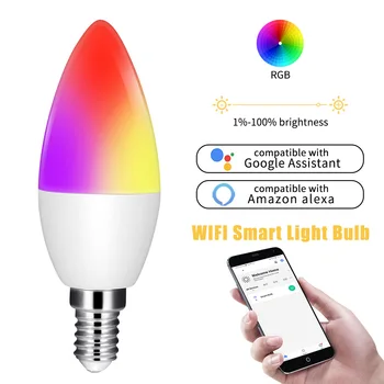 

LED Lamp Smart WiFi Candle Bulb Support Amazon/Google Home/IFTTT Remote Voice Control Smart RGB LED Light Bulb