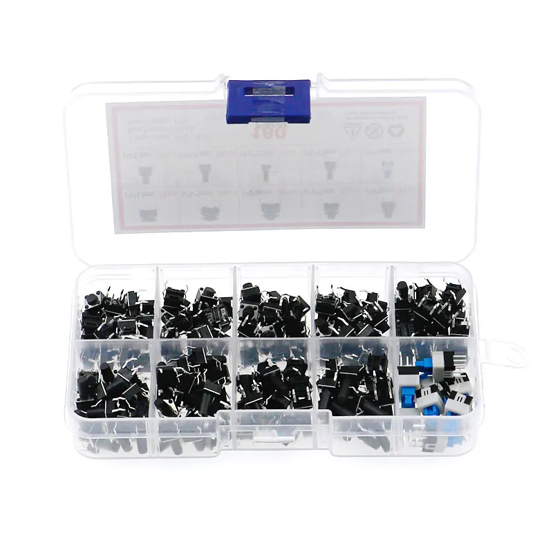 180pcs 10 Models 6*6 Tact Switch Tactile Push Button Switch Kit Height 4.3MM~13MM DIP 4P micro switch 6x6 Key switch