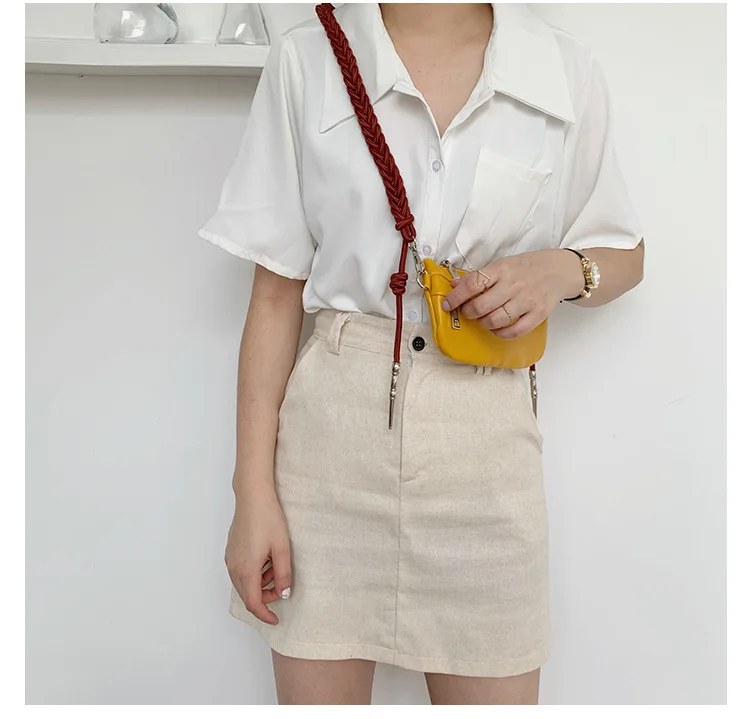 Корейский хит цвет Веревка Пояс для вязания Женская нагрудная сумка 2019 из искусственной кожи Модная женская сумочка для пышек студентов