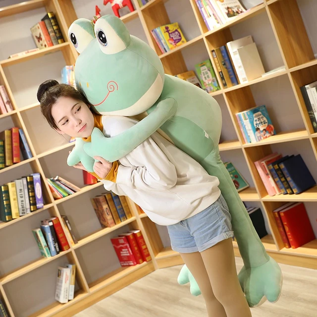 35cm-100cm Crown Frog Long Legs Plush Toy Soft Stuffed Cartoon Animal Smile  Frog Doll Baby