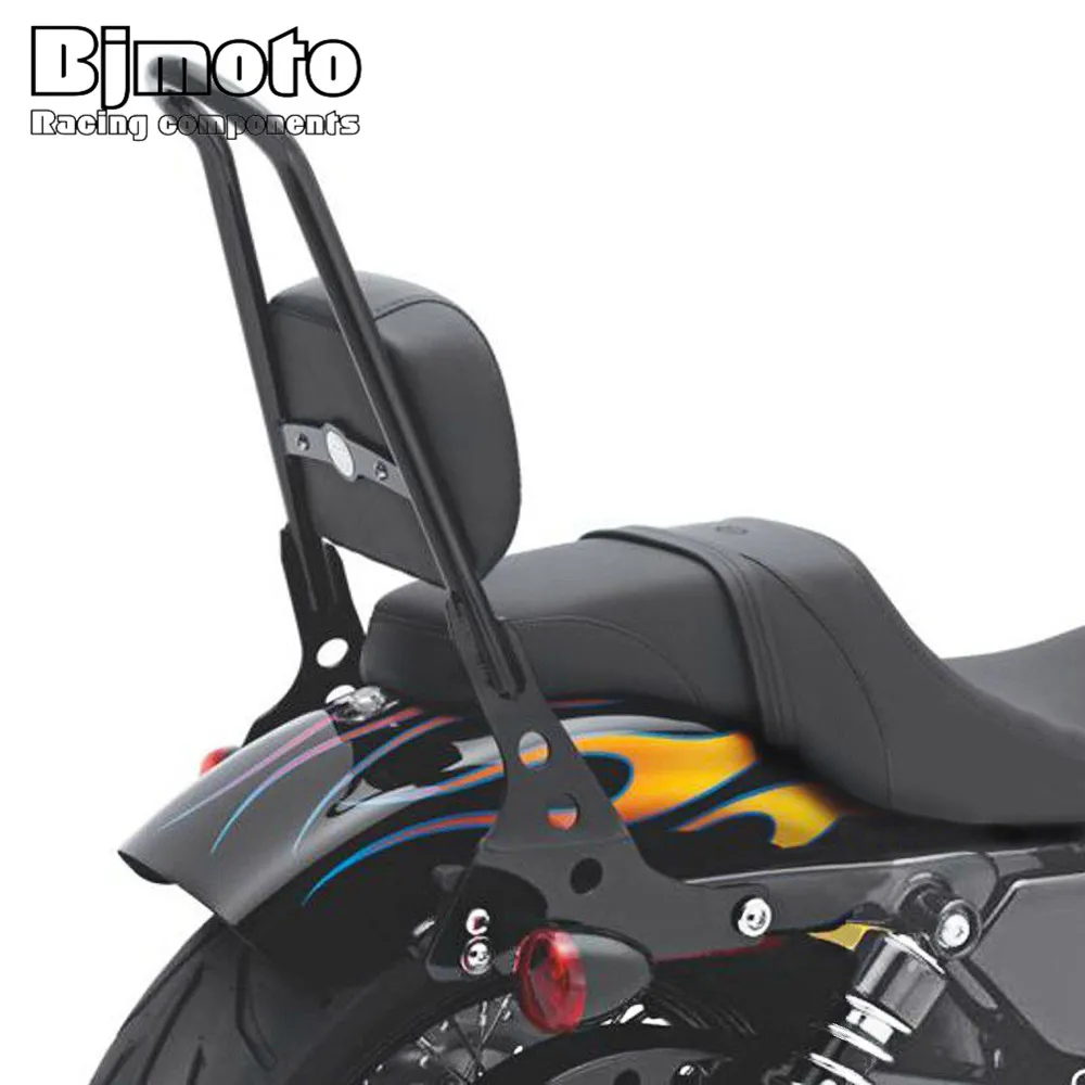 Для Harley Davidson XL1200R XL1200C XL1200S XLH883 XLH1200 мотоцикл пассажирский спинка Pad черный металл Сисси Бар подушки