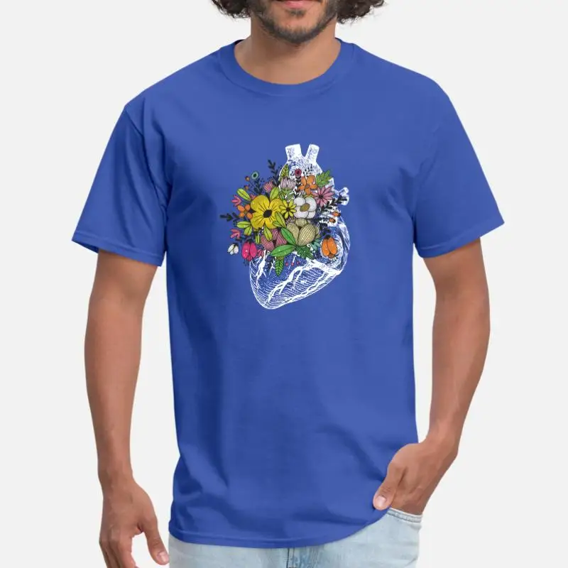 

Create Retro Floral Anatomical Human Heart Mens T Shirt Women Classic Letter Tee Shirt Man Size Xxxl 4xl 5xl Clothes Hiphop