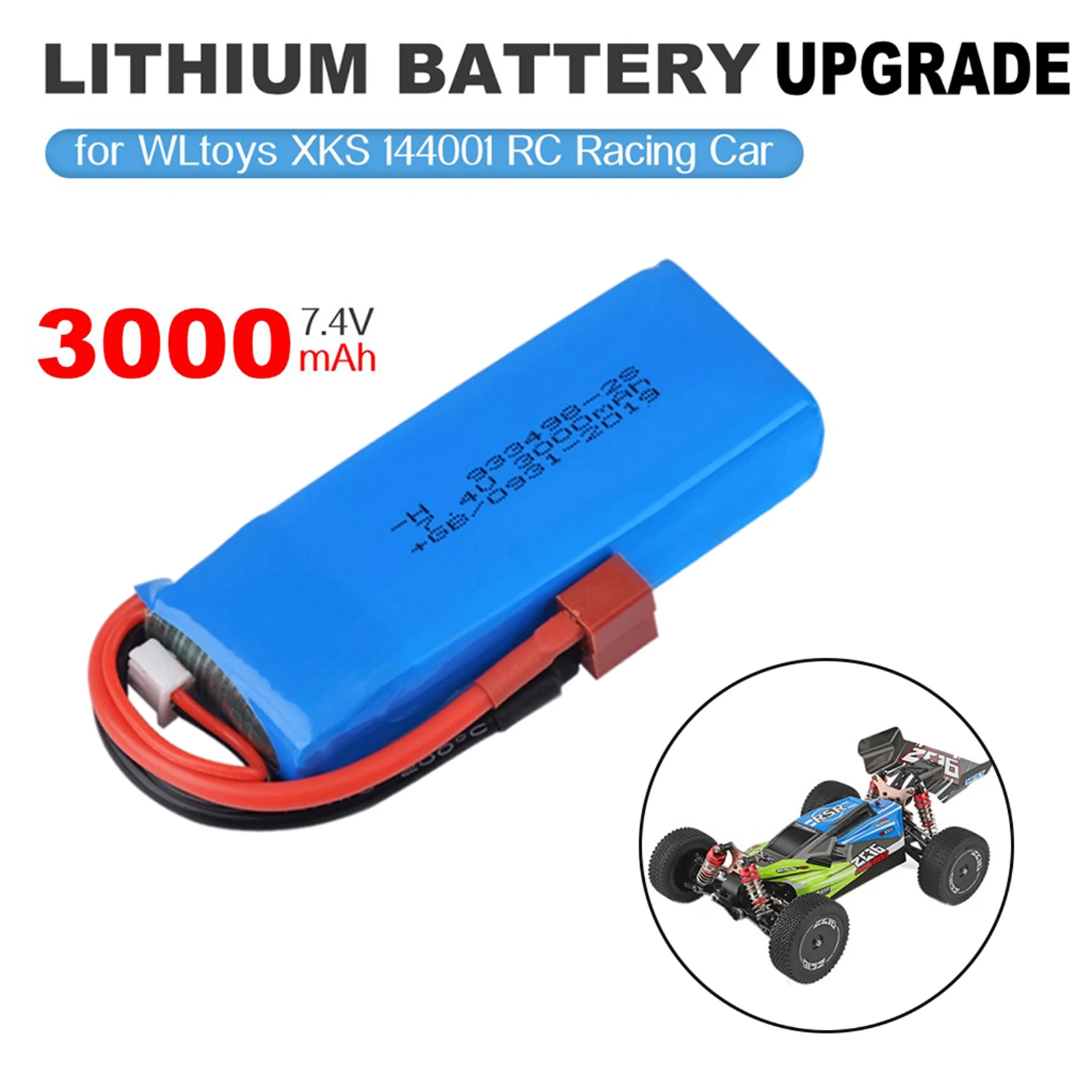 Rechargeable 2S 7.4V 3000mAh Lithium Polymer Batteries for WLTOYS XKS 144001 1240181 Remote Control RC Model Car