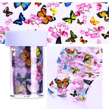 

1Roll/Box Nail Art Transfer Foils Nail Sticker Tip Decal Decoration Marble Design DIY Butterfly Plum Flower Nail Foils