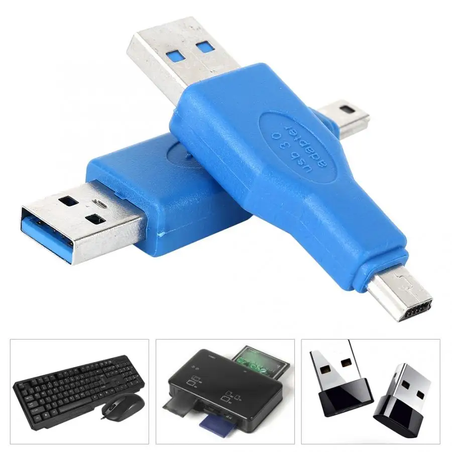 Высокая скорость передачи ПВХ USB 3,0 штекер к мини5p адаптер конвертер синий