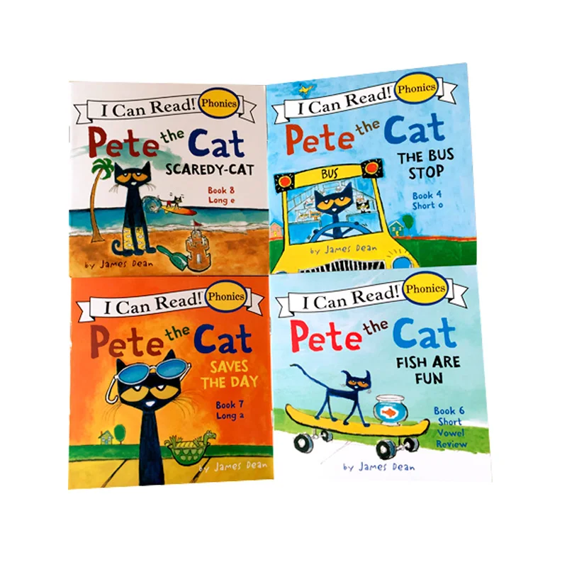 12 книг/наборов я могу читать английские книги для картин Pete Cat учебная книга