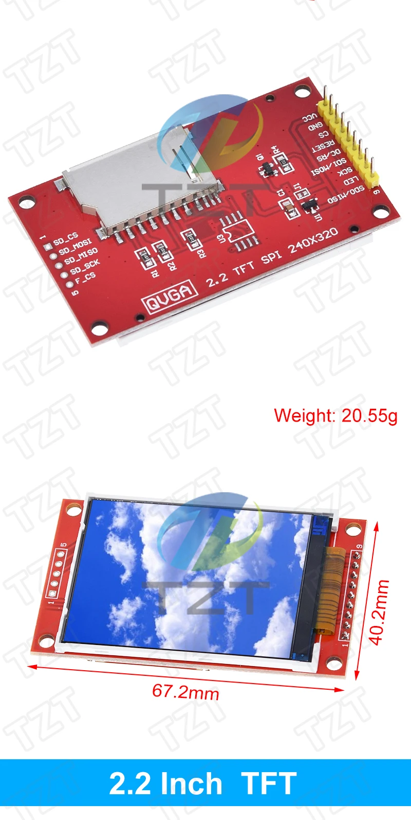 TZT 2,2 Zoll 240*320 Pixel SPI TFT LCD Serielles Anschlussmodul Display ILI9341 5V / 3,3V 2,2'' 240x320 für Arduino DIY – Detail 7