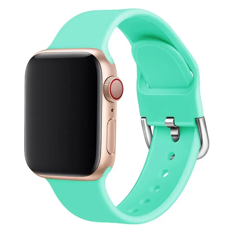 Спортивный силиконовый ремешок для apple watch 5 4 band 44 мм iwatch band 42 мм correa 38 мм pulseira apple watch 5 4 3 2 Браслет ремешок для часов - Цвет ремешка: Mint Green