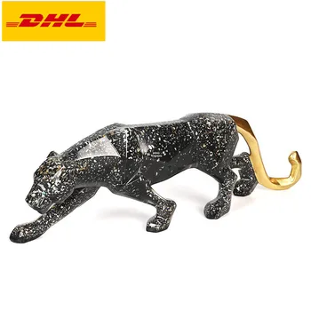 

6" Creative Simulation Animal Lucky Leopard Office Study Ornaments Home Decor Holiday Gift Resin Action Figure Toy BOX 15CM X308