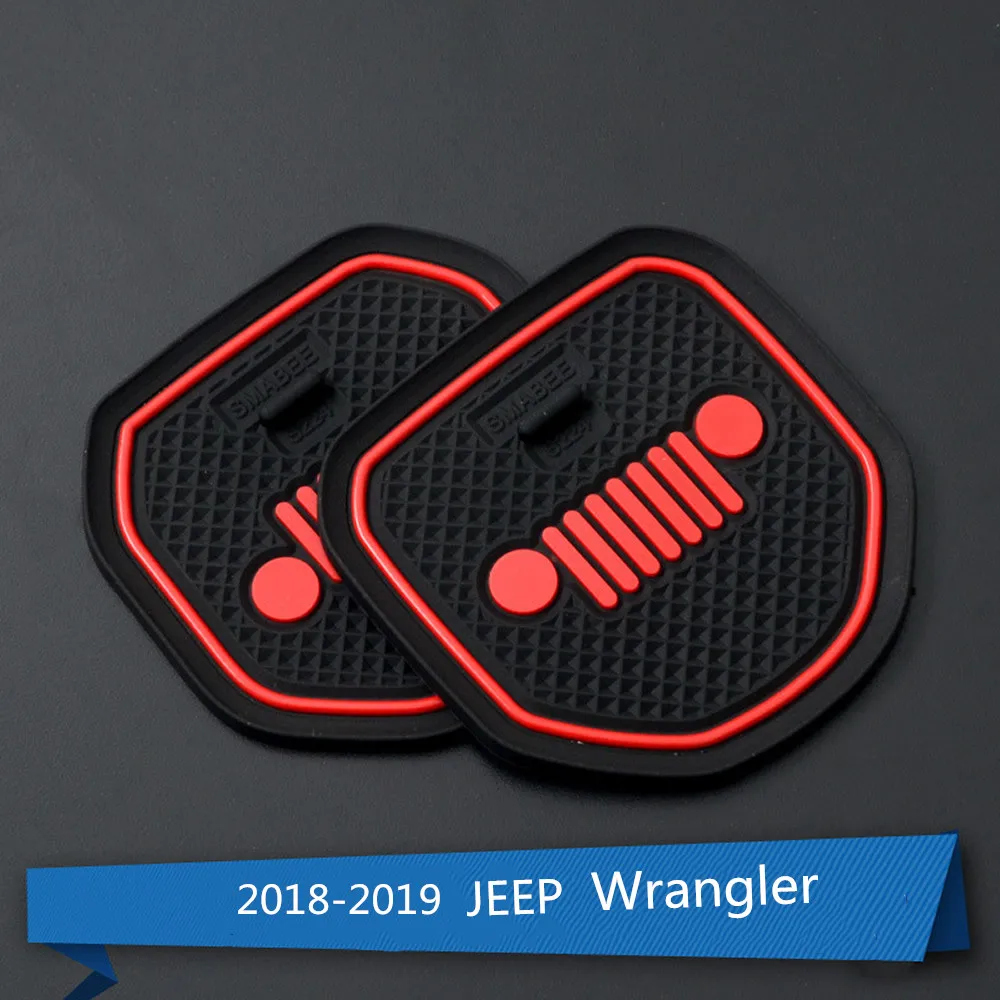 Нескользящие ворота Слот коврик чашки коврики для Jeep Wrangler JL 4 двери автомобиля Стайлинг красная Подушка Авто Интерьер Слот-коврик для двери коврик