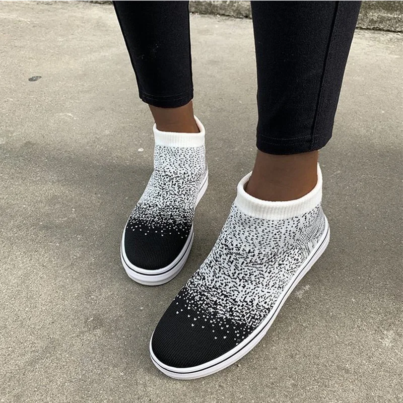 Модные Плетеные кроссовки для бега с мягкой подошвой женская обувь трикотажные