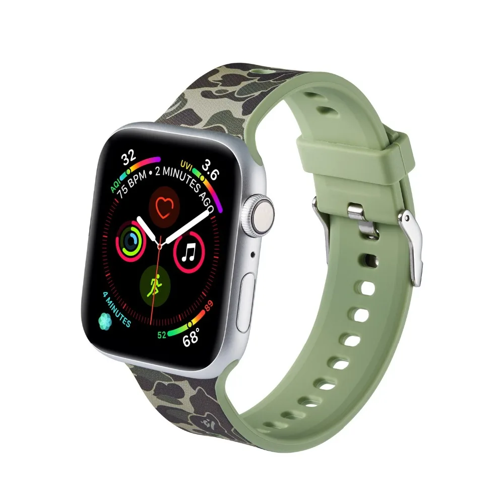 Foloy окрашенный ремешок для Apple Watch 4 3 2 1 Мягкие силиконовые спортивные 38 мм 42 мм полосы резиновый ремешок для Iwatch серии 4 40 мм 44 мм