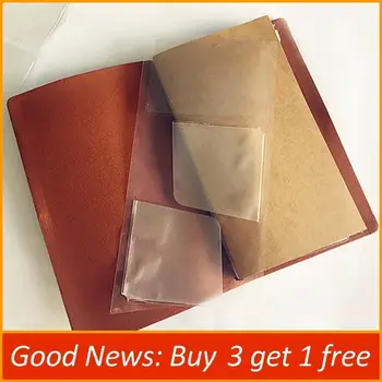 

Stickers Card For Genuine Leather Notebook Cowhide Diary Spiral Multifuntional Card Organizer PVC Bag Pocket