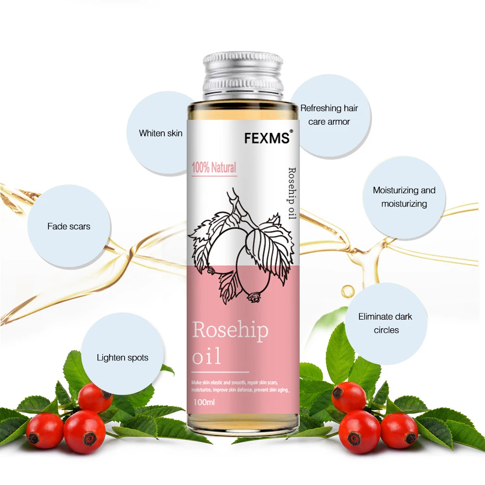 Rosehip Seed Oil, 100% Pure Organic Unrefined Cold Pressed Anti Aging Rose Hip Moisturizer For Hair Skin & Nails