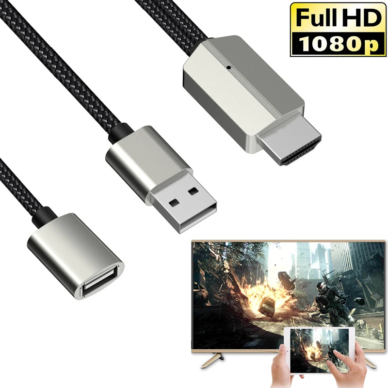 Универсальный USB HDMI кабель для iPhone XS MAX XR 6 7 8 Plus Huawei P20 Xiaomi Samsung S10 S9 Android Phone to TV Link